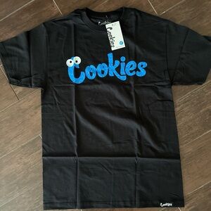 Cookies Black T-Shirt with Blue Logo. Men’s size medium